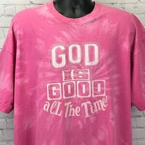 Vintage 90s God Is Good All The Time Sleep T Shirt Pink Religion Christian OSFM